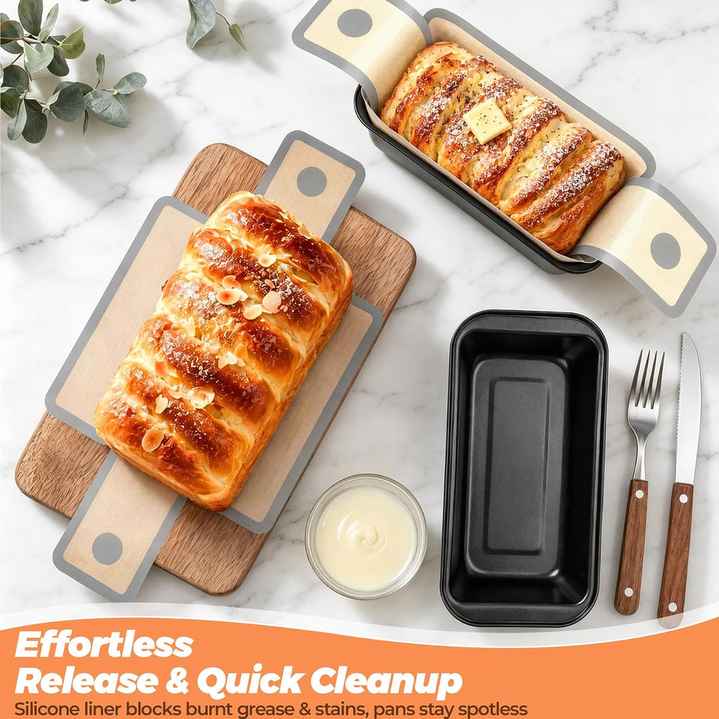 4 PCS Bread Loaf Pan with Liner Bread Pans for Homemade Bread