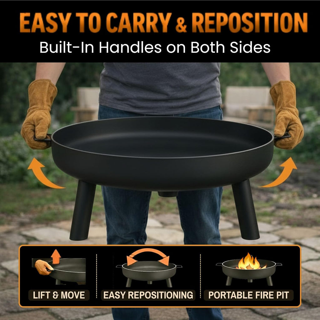 Outdoor Fire Pit, Black, 27.5-Inch