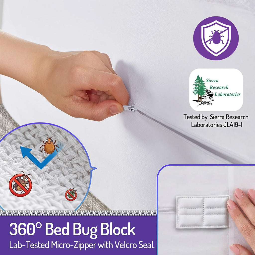 Bed Bug Mattress Cover Queen, Mattress Protector, Fits 13-15 Inch | Lab-Tested Bed Bug Barrier, Dust Mite Proof