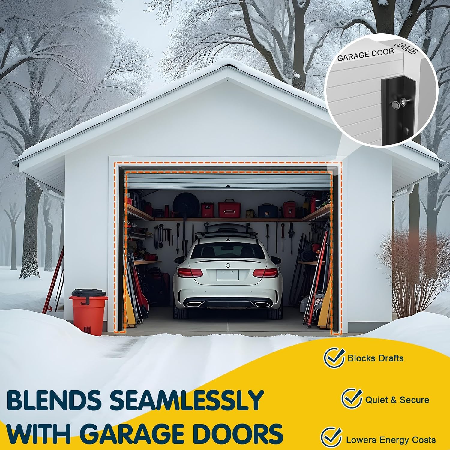 Garage Door Seal Top and Sides - 36 FT TPE Weather Stripping Garage Door Seal Replacement Weatherproofing Universal