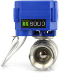 U.S. Solid Motorized Ball Valve- 1" NSF Certified 304SS Ball Valve with Full Port, 9-24V AC/DC and 2 Wire Auto Return Setup
