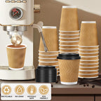 12 oz Coffee Cups-90 Pack Disposable Coffee Cups with Lids and Straws