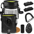 3-in-1 Dog Treat Pouch for Training, Hands-Free Dog Training Treat Bag with Clicker & Poop Bag Dispenser, Adjustable