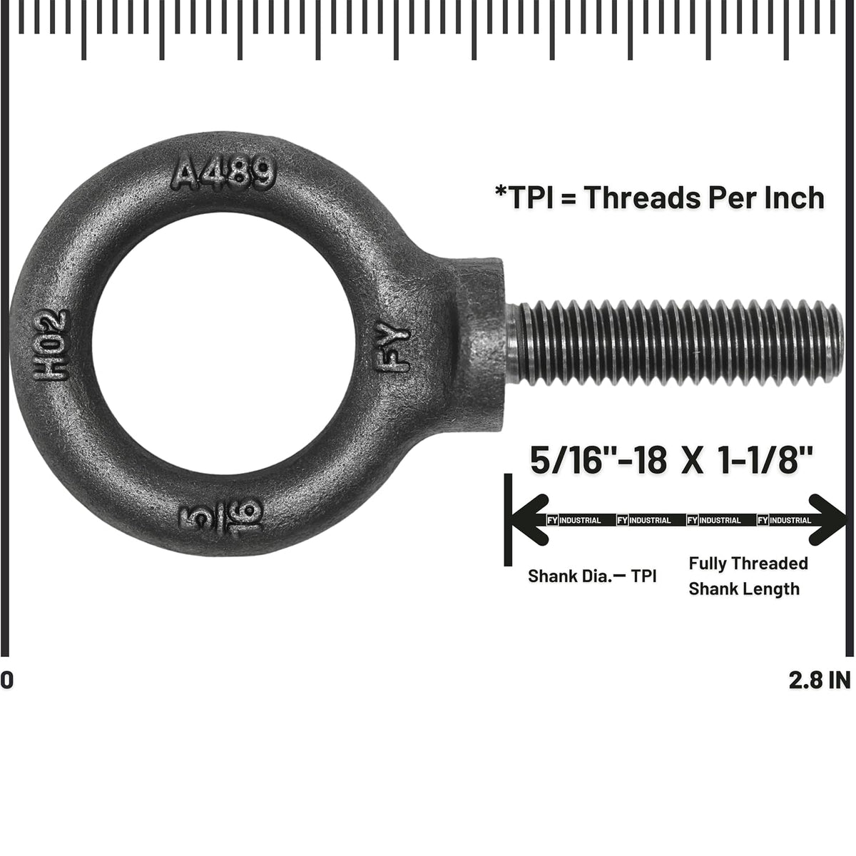 10 Pcs Lifting Shoulder Eye Bolts 5/16"-18 X 1-1/8"