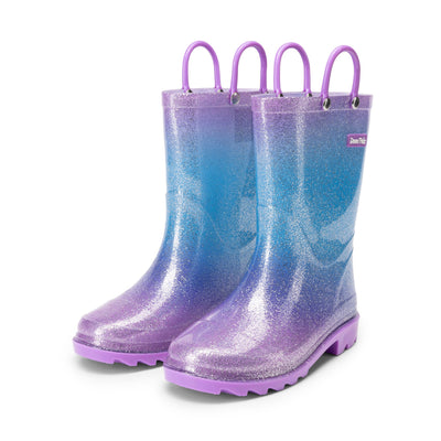 Kids Glitter Rain Boots,Purple/Pink/Blue,4 Big Kid