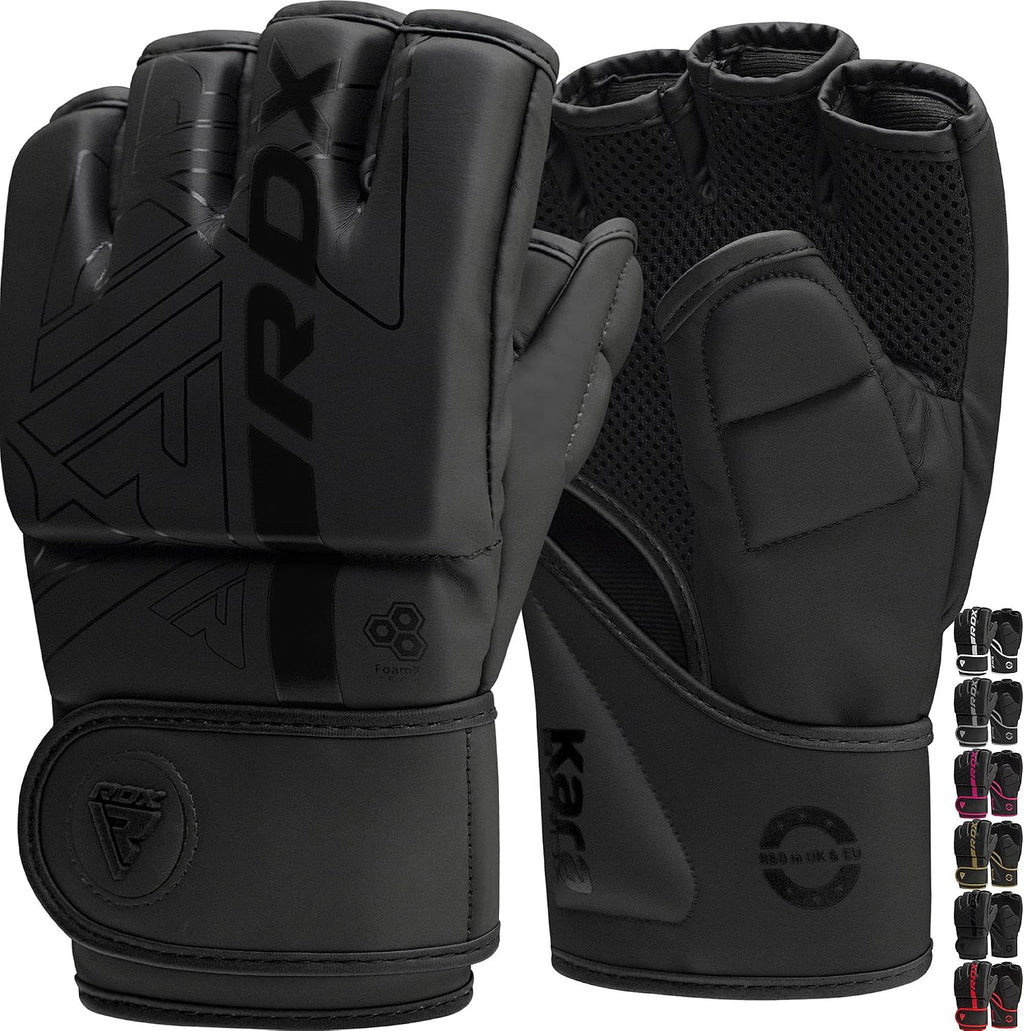 MMA Gloves Grappling Sparring, Pre-Curved Mixed Martial Arts Mitts Men Women Boxing Gloves, Maya Hide Leather Kara