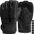 MMA Gloves Grappling Sparring, Pre-Curved Mixed Martial Arts Mitts Men Women Boxing Gloves, Maya Hide Leather Kara