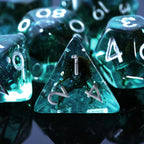 Ocean Moss Resin Dice Set - Unique Aquamarine 7pc Polyhedral Set