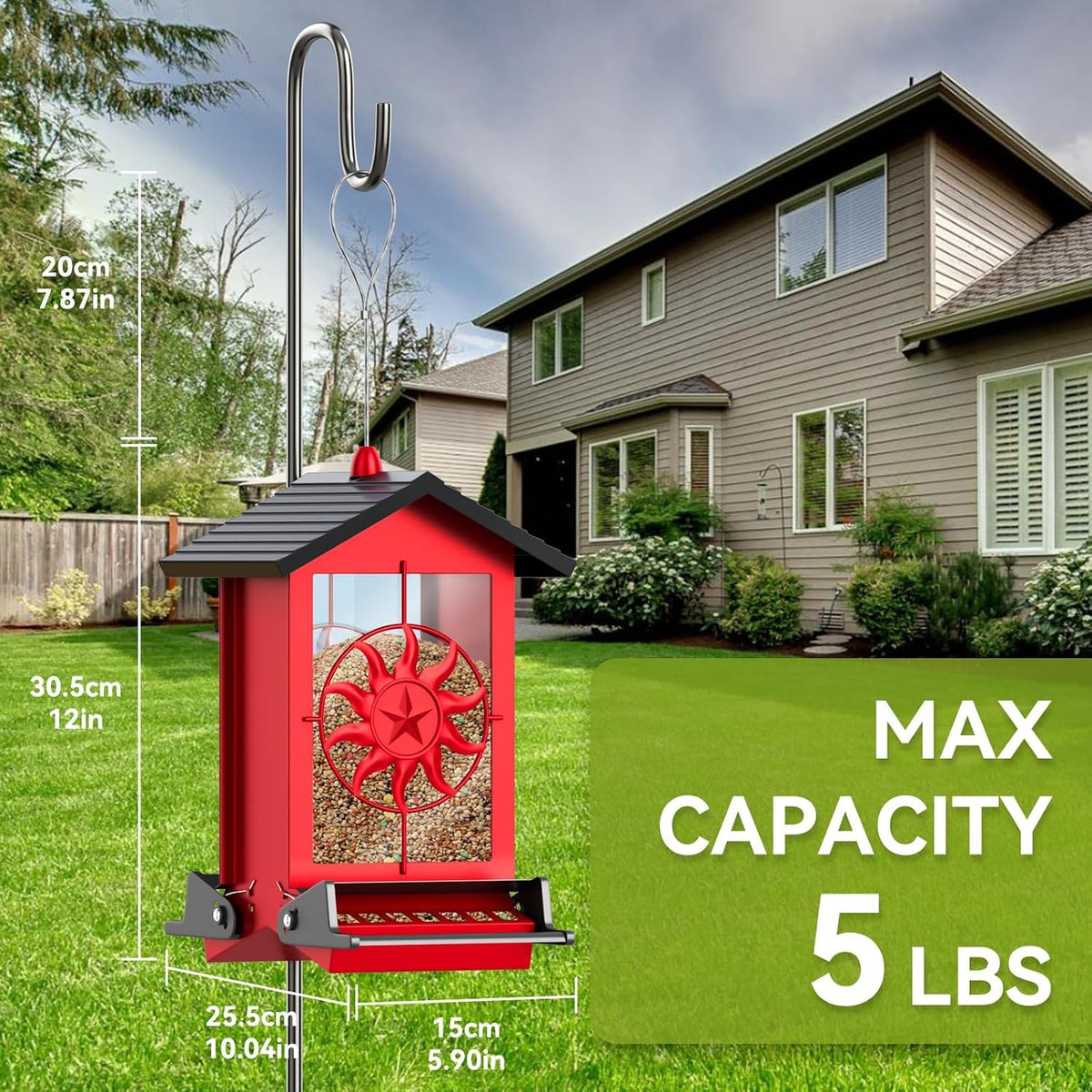 Squirrel Proof Bird Feeders for Outdoors with Weight-Activated, 5LB Large Metal Wild Bird Feeders for Cardinals,Blue