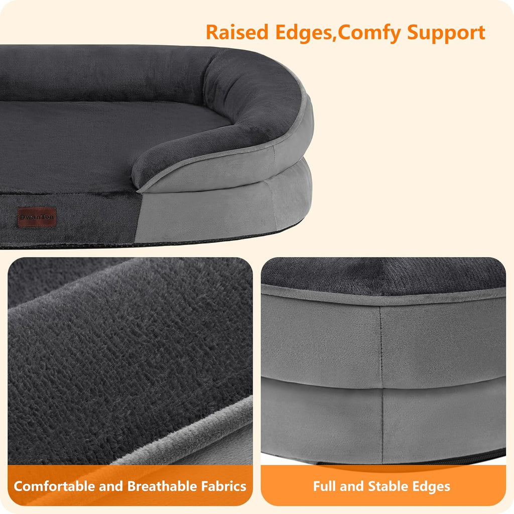 Orthopedic Dog Bed for Medium Dogs with Gel Memory Foam, Waterproof Dog Sofa, Washable Pet Bed with Four Sided