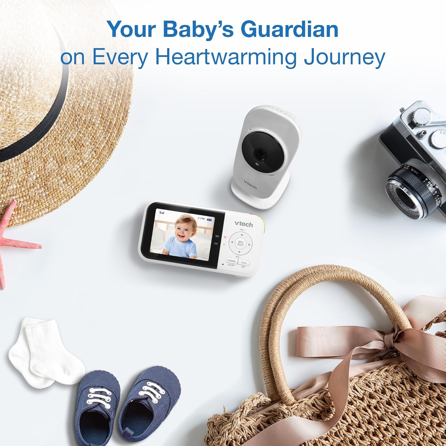 Baby Monitor No WiFi – 19Hr Video Battery, 1000ft Range, Night Vision, Two-Way Talk, Temperature Sensor