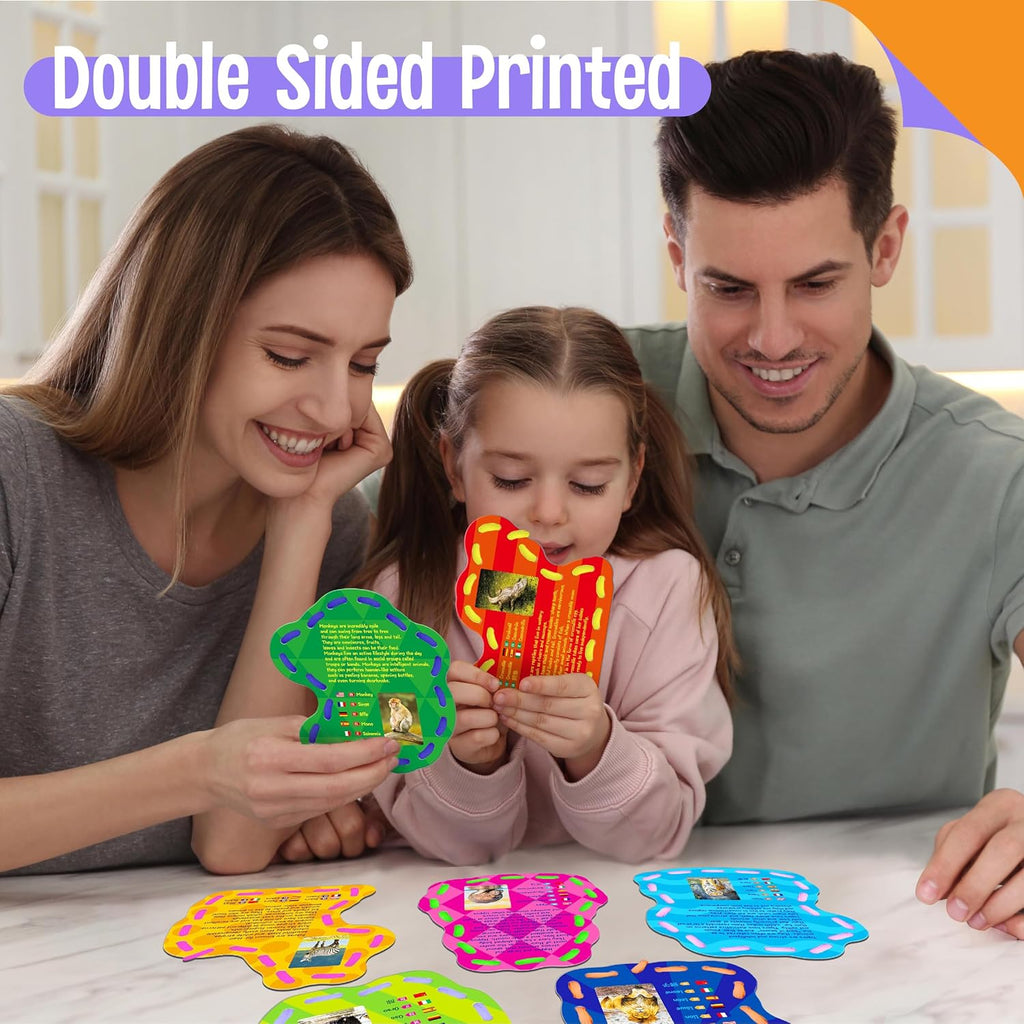 9 PCS Kids Lacing Cards, 9 Double Sided Wild Animals Sewing Cards with 9 Colorful Laces, Educational & Learning Toys