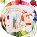 Embroidery Kit 215 Pcs,100 Colors Threads,5 Pcs Embroidery Hoops,3 Pcs Aida Cloth,40 Sewing Pins,Cross Stitch Tools