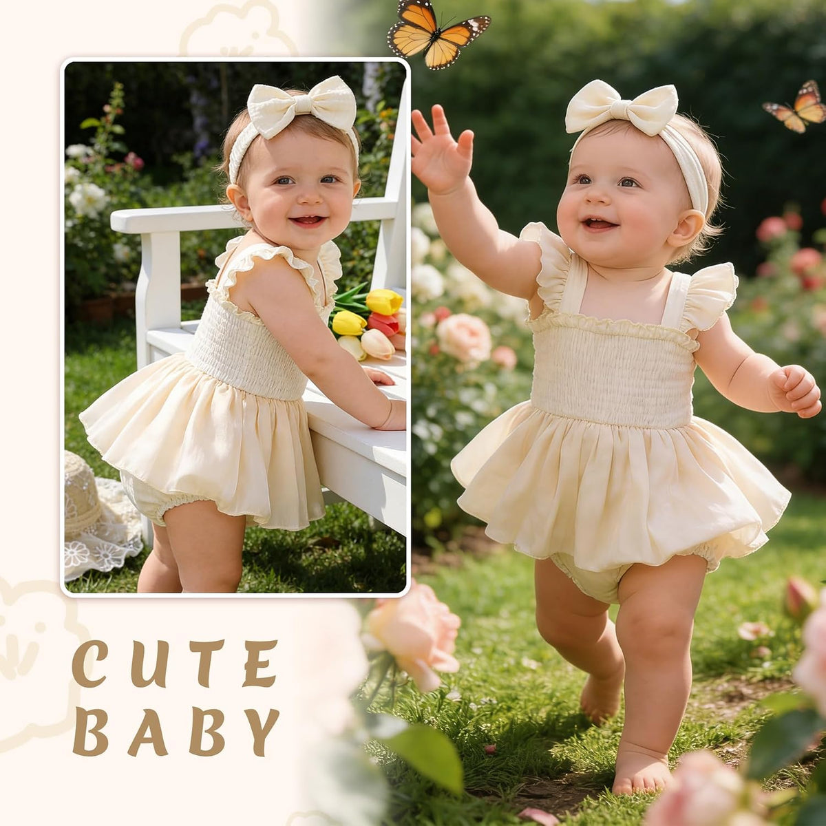 Baby Girl Tulle Romper Dress Infant Sleeveless Ruffle Bodysuit Tutu Skirt Toddler Summer Clothes with Headband