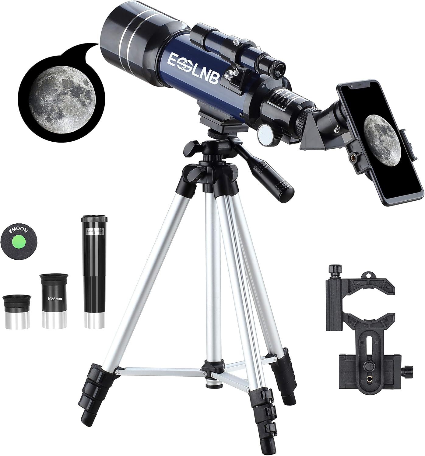 Telescope for Adults, 70mm Aperture Refractor Telescopes (15X-180X) for Astronomy Beginners, Portable Travel