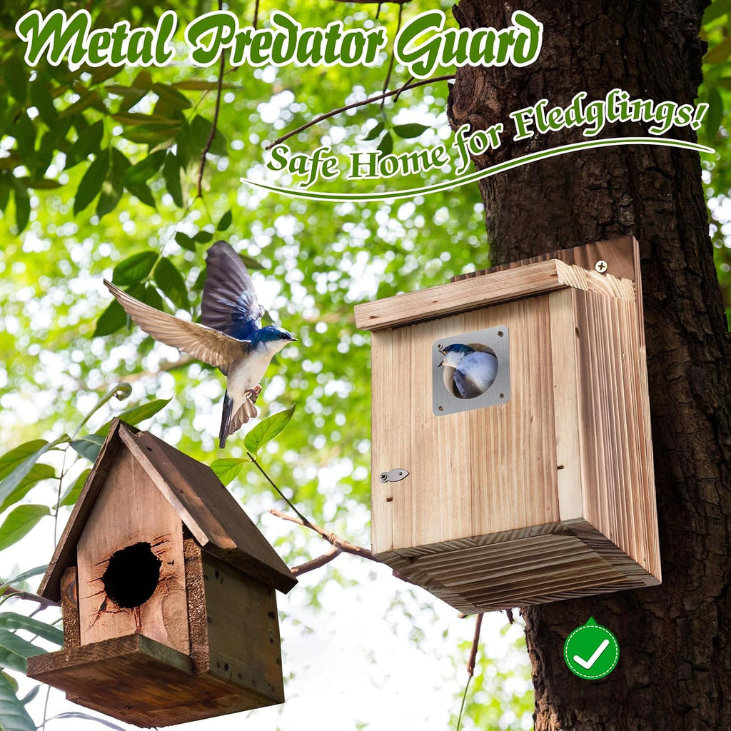 Bluebird Houses for Outside, 1-1/2” Entrance Hole Wooden Bird Houses for Outdoor with Metal Predator Guard, Secure