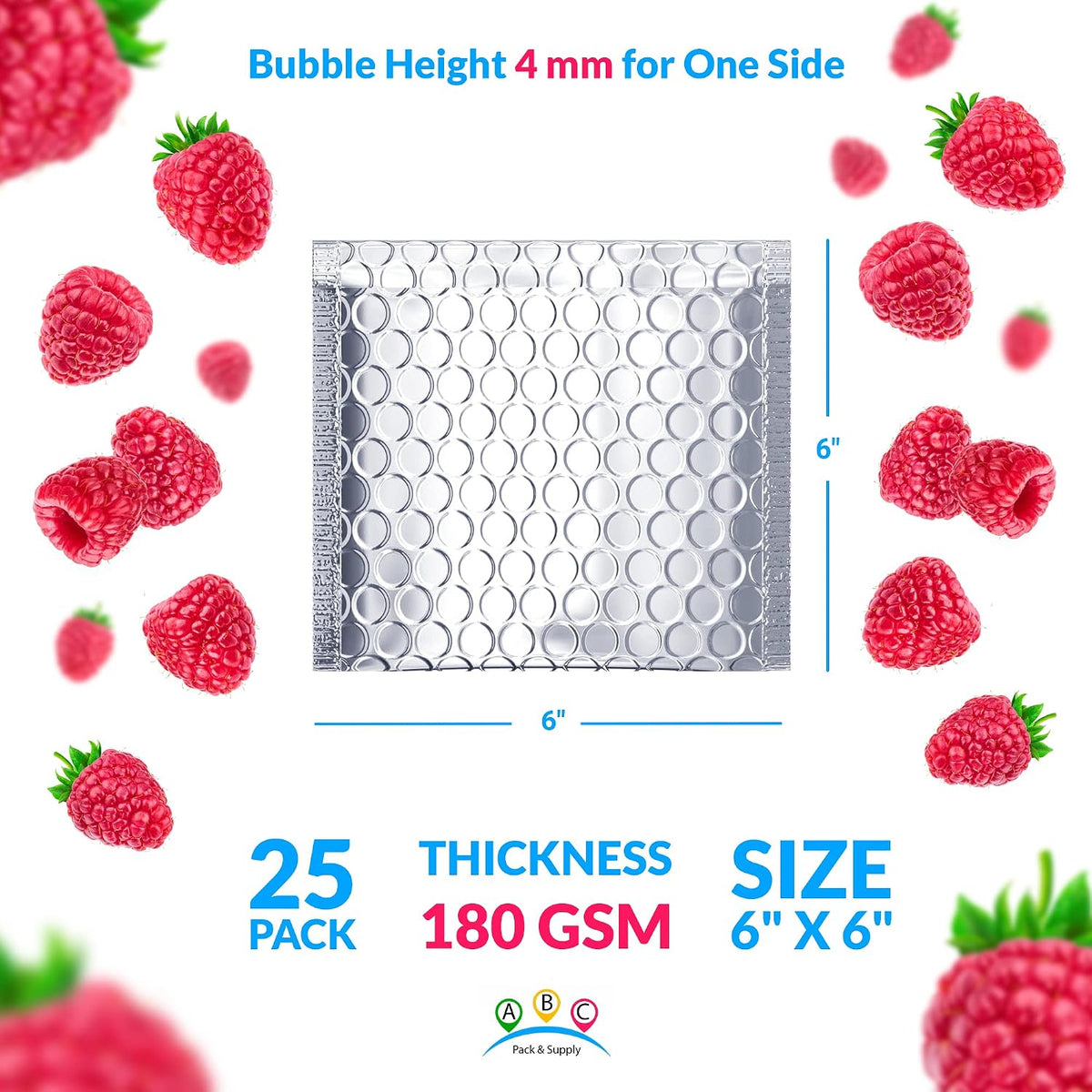 Thermal Bubble Mailer, 6 x 6 Inch Metallic Foil Insulated Envelopes, 25 Pack Self Seal Waterproof Shipping Mailers