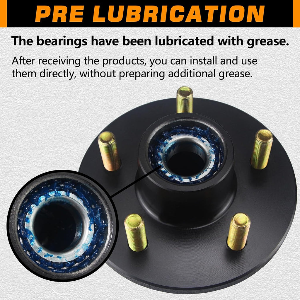 5x4.5 Trailer Hub Kits for 3500lb 1-1/16'' to 1-3/8'' Tapered Axle