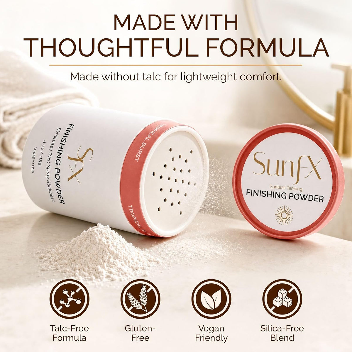 Setting Powder for Post Spray Tan Talc Free Vegan Tropical Burst 4 Oz