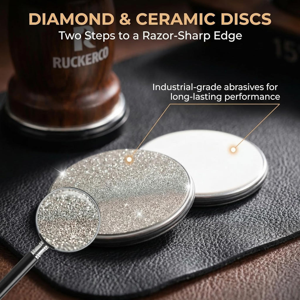 The Original Patented Knife Sharpener Kit, 4 Replaceable Ceramic Grinding Discs,Rolling Knife Sharpener 15& 20& 12&