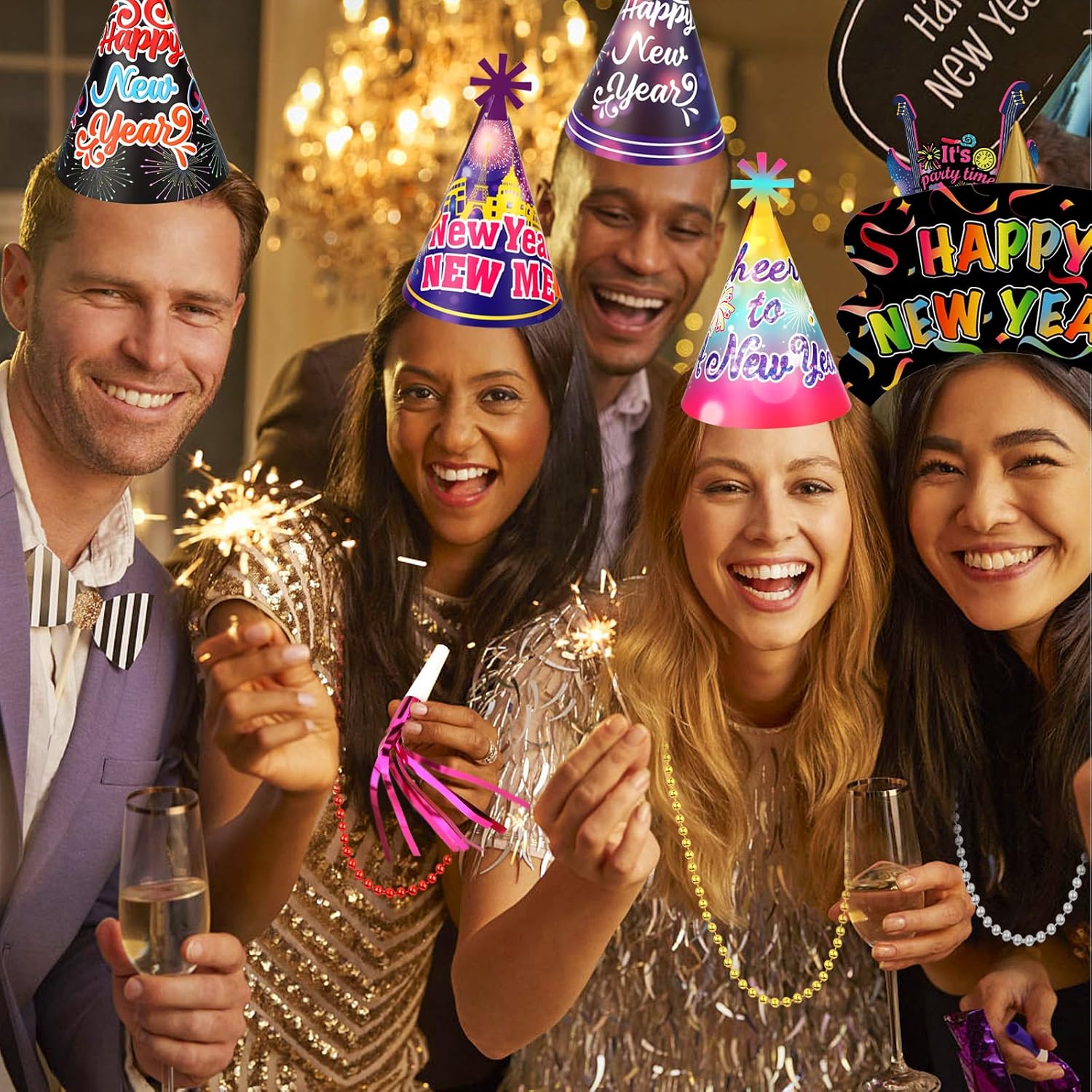 Colorful New Years Eve Party Supplies 2026, Pack of 36 Happy New Year Decorations 2026 Kit, Happy New Year Headband