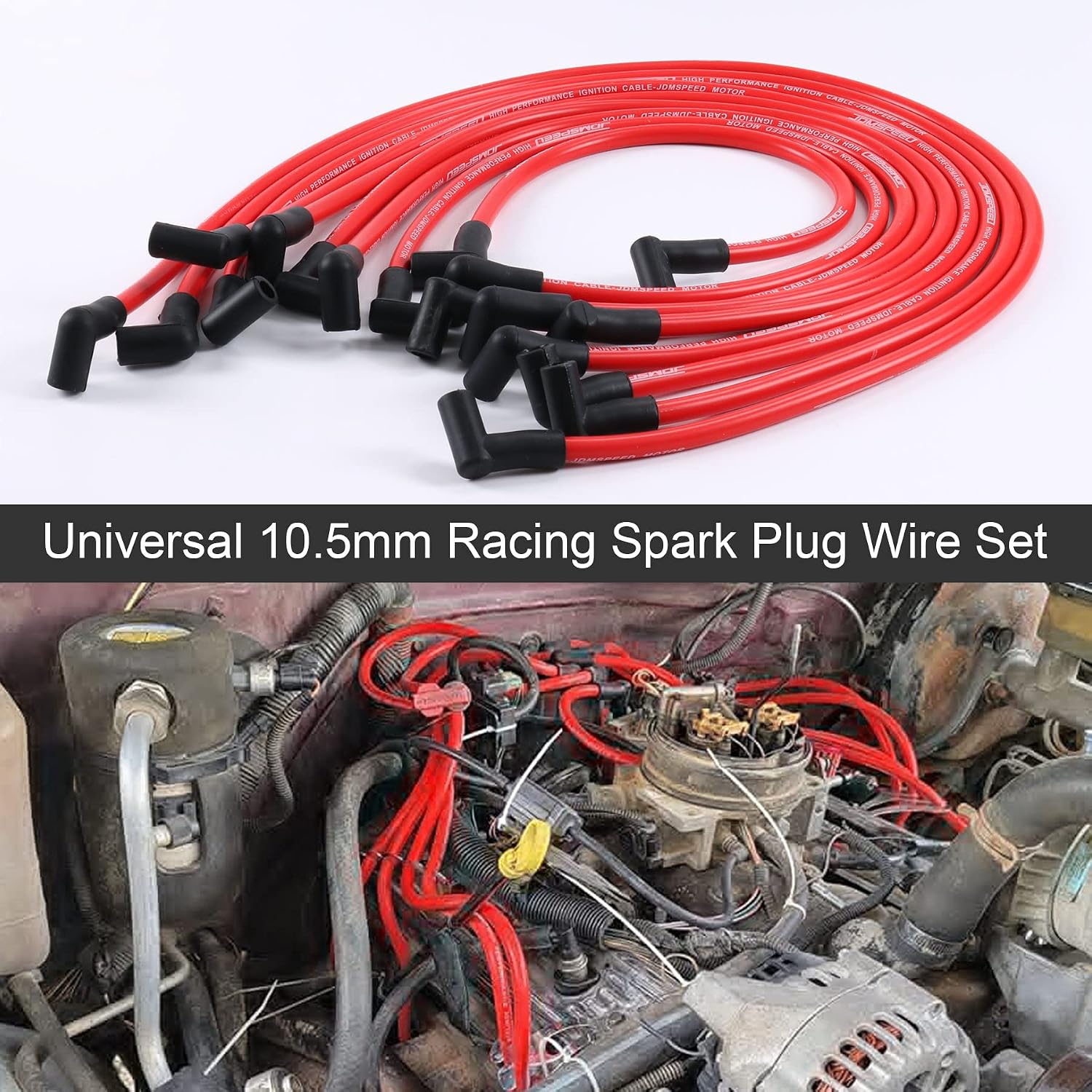 New 10.5mm Spark Plug Wire Set Replacement for HEI SBC BBC 350 383 454 Electronic