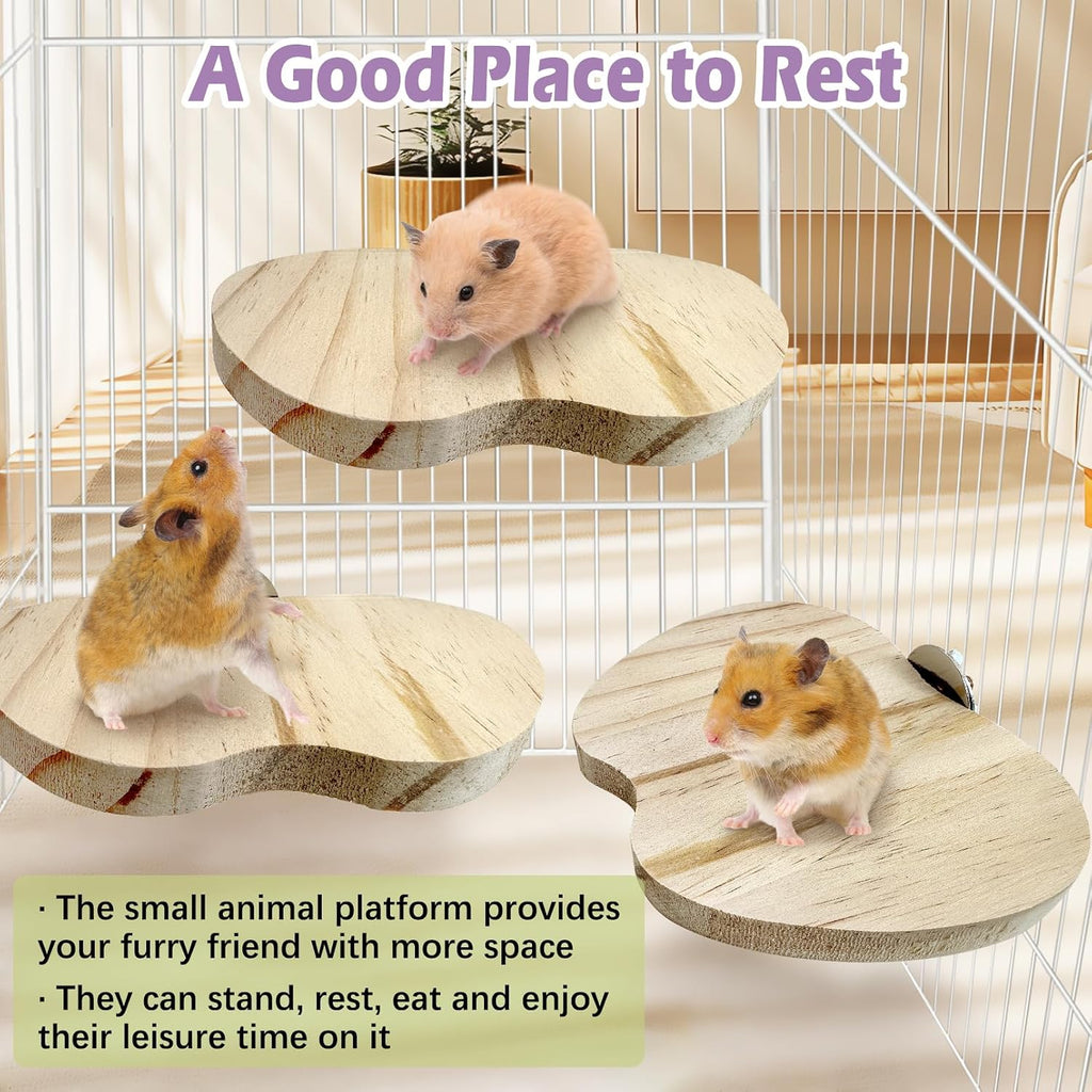 4PCS Wooden Hamster Cage Platform Set Bird Wood Platform Flat Bird Perch Hamster Rat Gerbil Mice Cage Accessories
