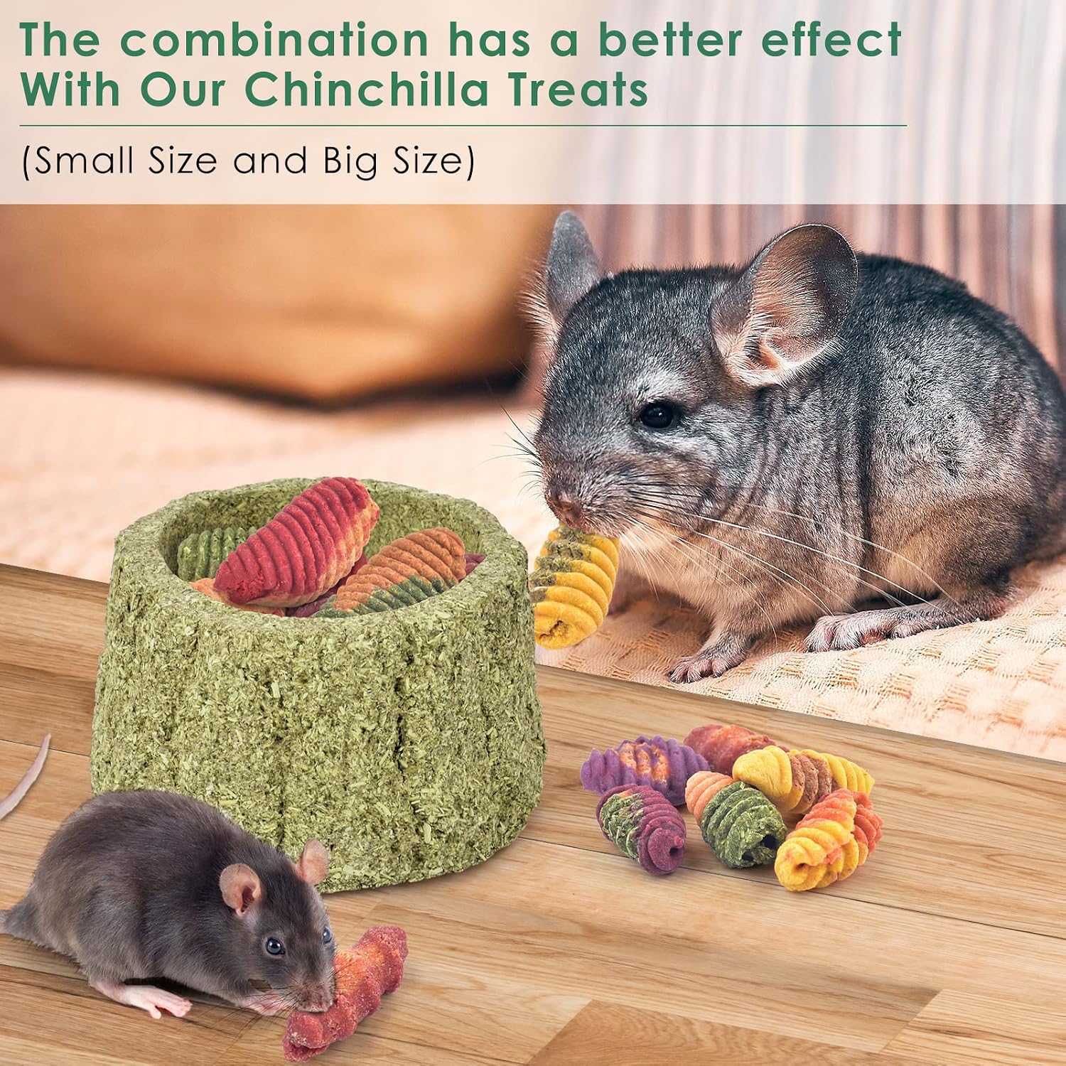 100% Edible Premium Timothy Hay Chew A Bowl for Rabbits, Chinchilla Treats, Chew Toys for Teeth Guinea Pigs and Mice