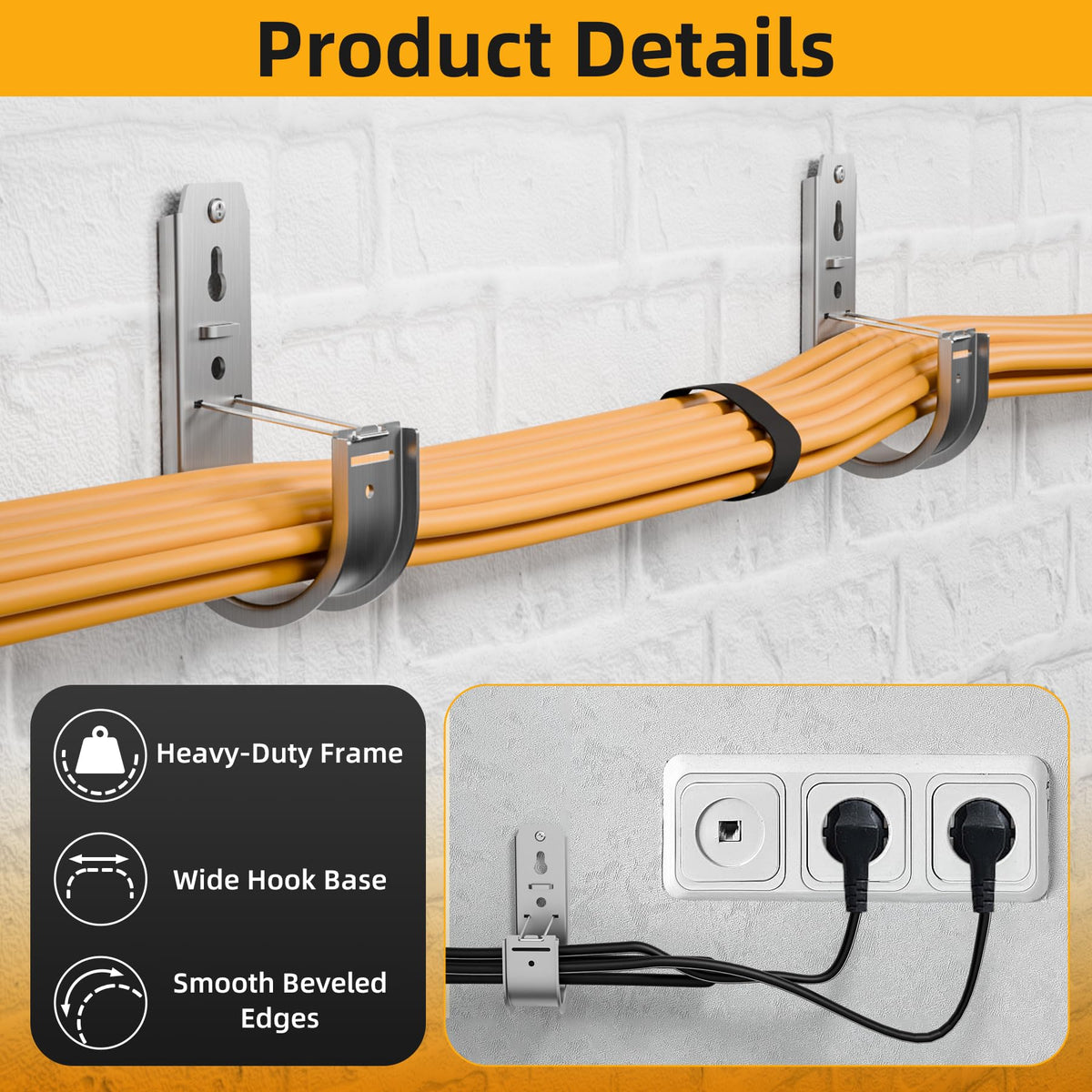 MooxHAI 30 Pack 2 Inch J Hooks for Cable Management with Retainer Clips
