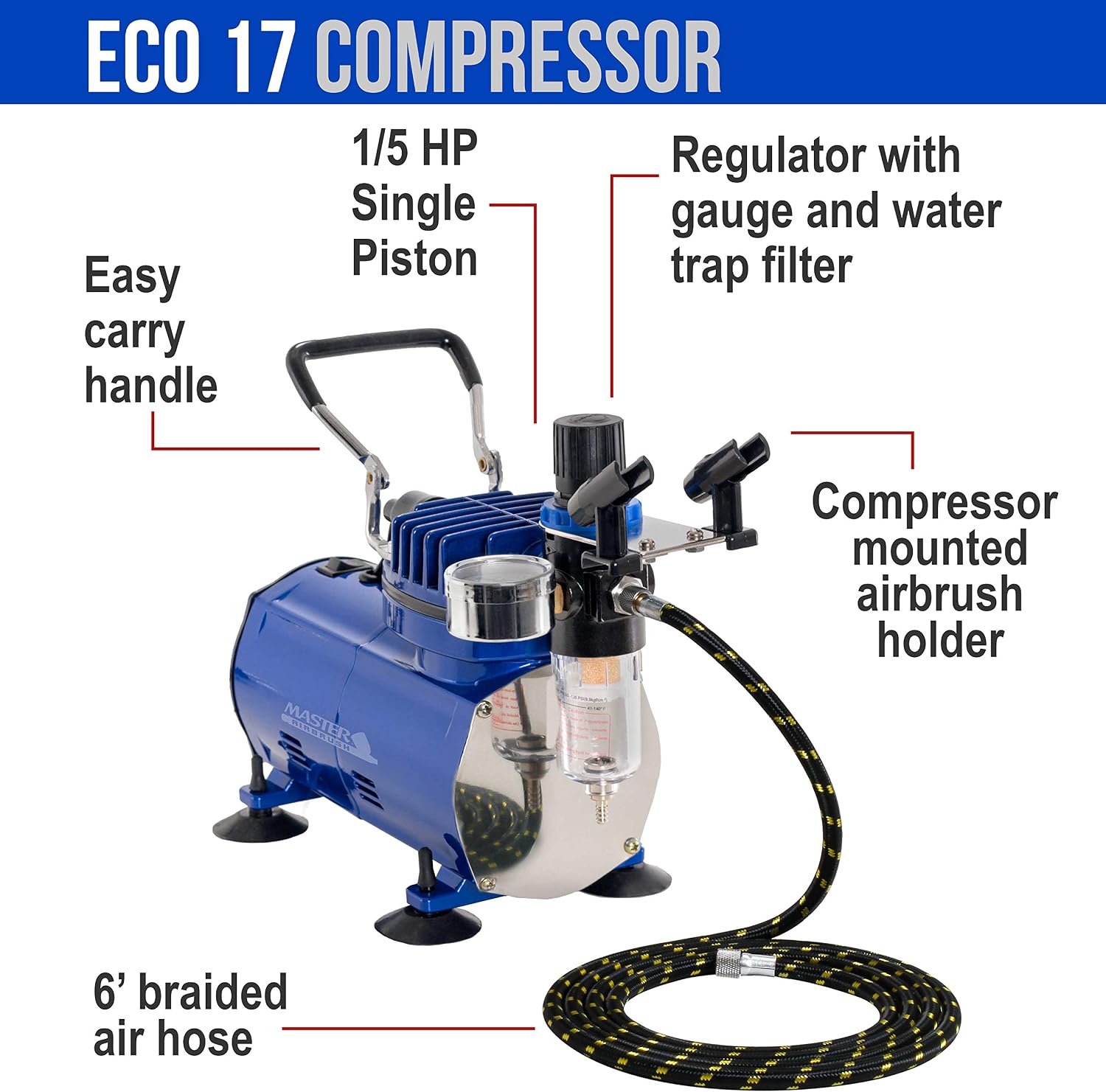 Multi-Purpose Gravity Feed Air Brush Kit & Air Compressor | Model G22 Gravity Feed Dual-Action Airbrush with 1/3 oz.