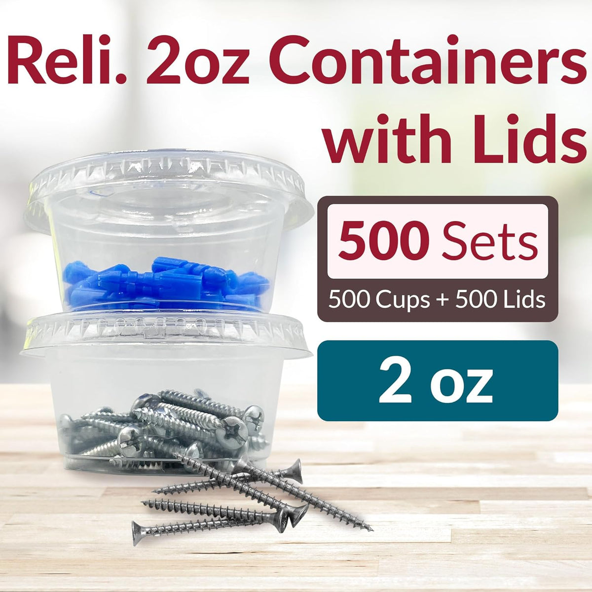 2 oz Small Containers with Lids 500 Sets | Plastic Portion Cups