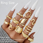 Chunky Gold Stackable Rings for Women Non Tarnish, 18K Gold-Plated Statement Open Stacking Rings, Knuckle Band Ring Set