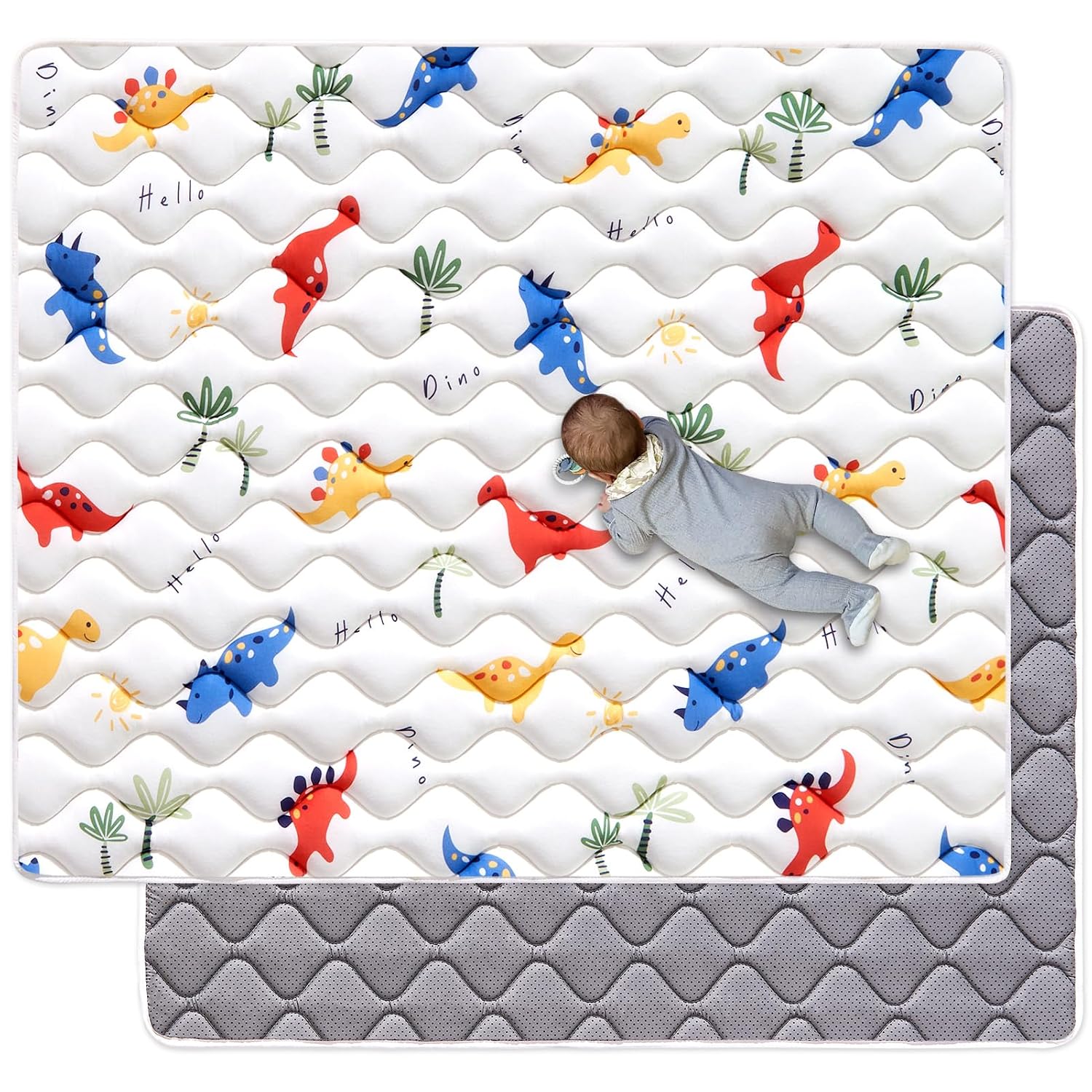 Odorless Premium Foam Baby Play Mat 50" x 50", Soft Microfiber Fabric Crawling Mat for Floor- Comfortable and