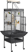 61" Playtop Parrot Bird Cage with Rolling Stand, Wrought Iron Parrot Cage for Cockatiels Quaker Conure Parakeet