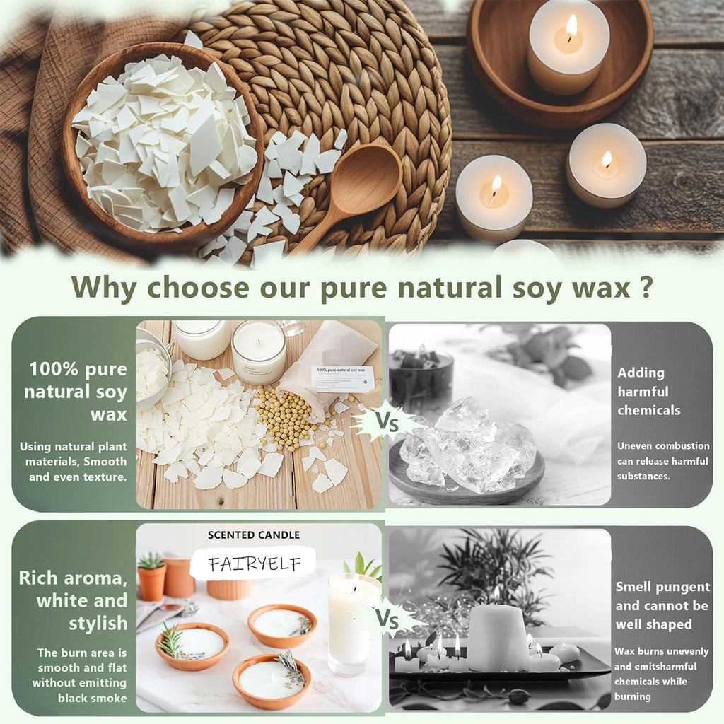 3lbs Soy Wax Candle Making Kit for Adults, DIY Craft Supplies Set | Natural Candle Wax Flakes, Electric Wax Melting