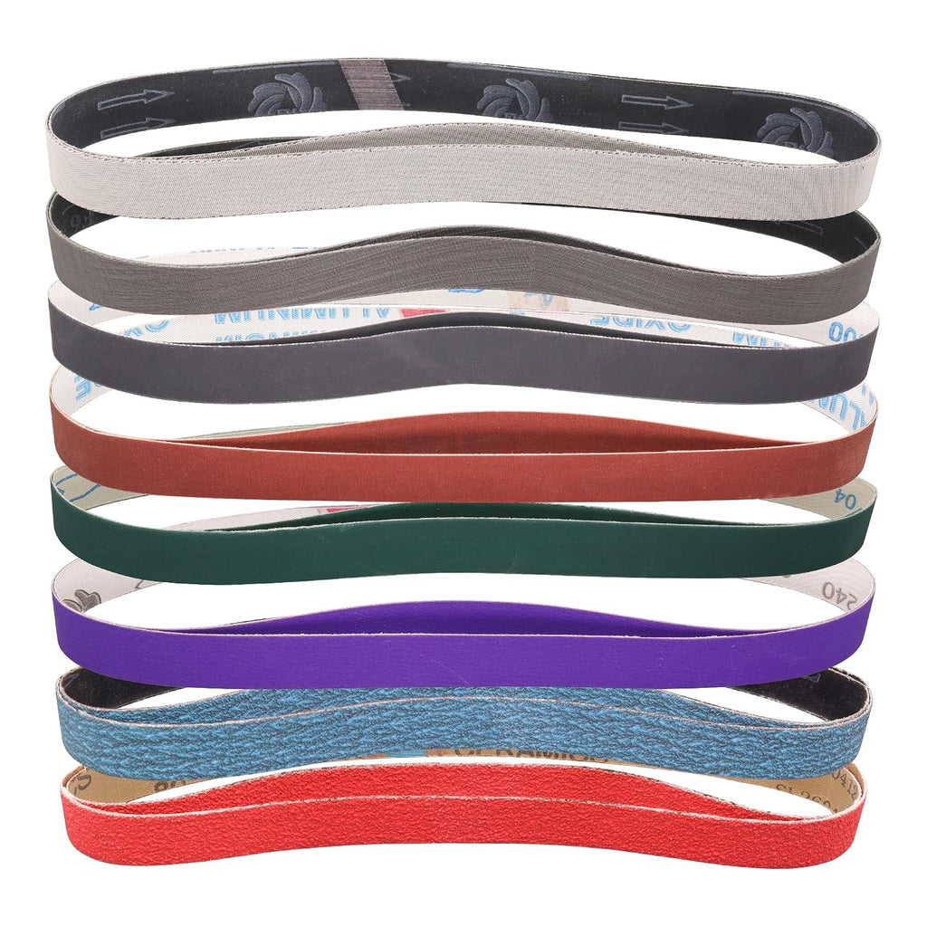 1 x 30 Inch Sanding Belts Assortment 80-5000 Grit, 16 Pack