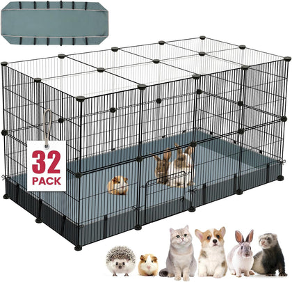 32 Panels Small Animal Playpen,47.5" x 23.7" x 31.5" Pet Playpen