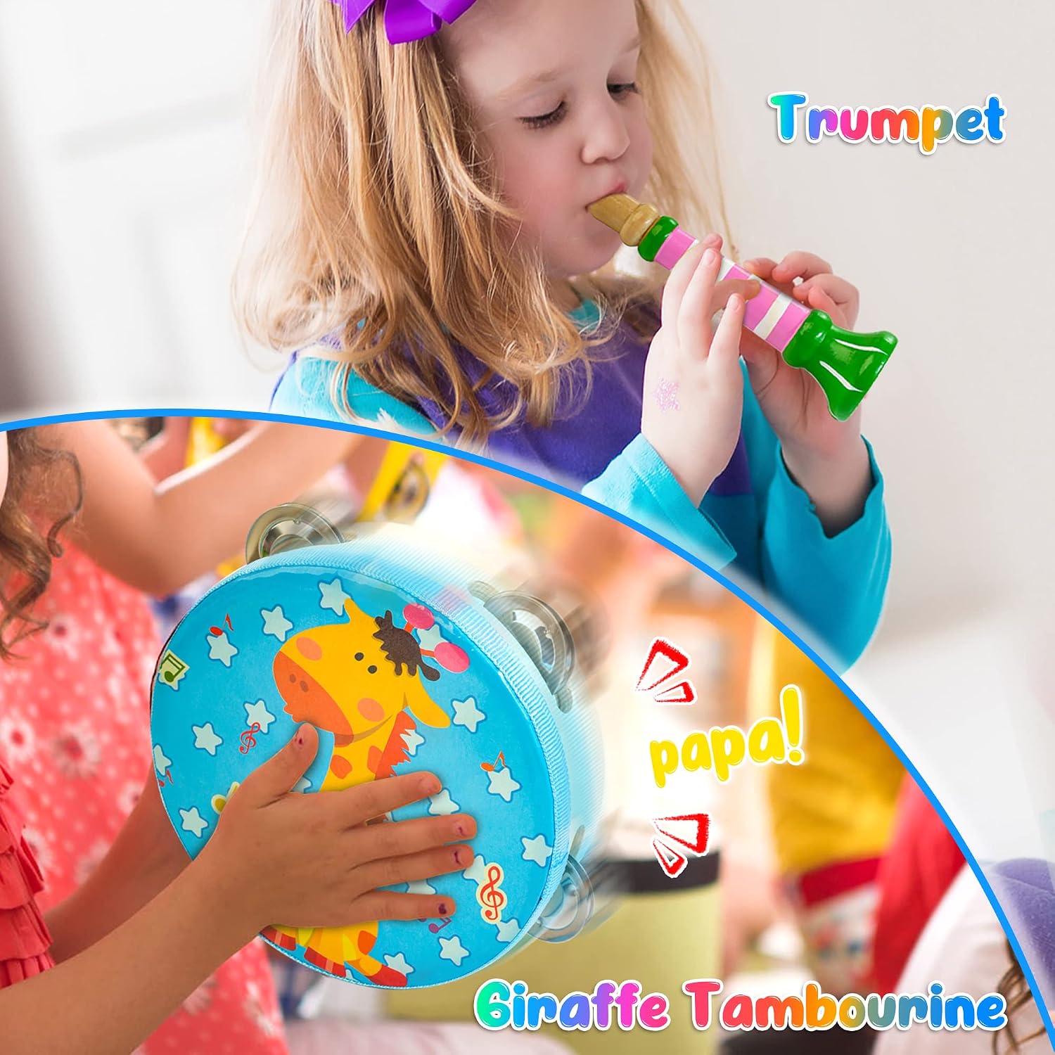 Kids Musical Instruments, Montessori Wooden Musical Toys for Toddlers | 12 PCS Educational Baby Musical Toys