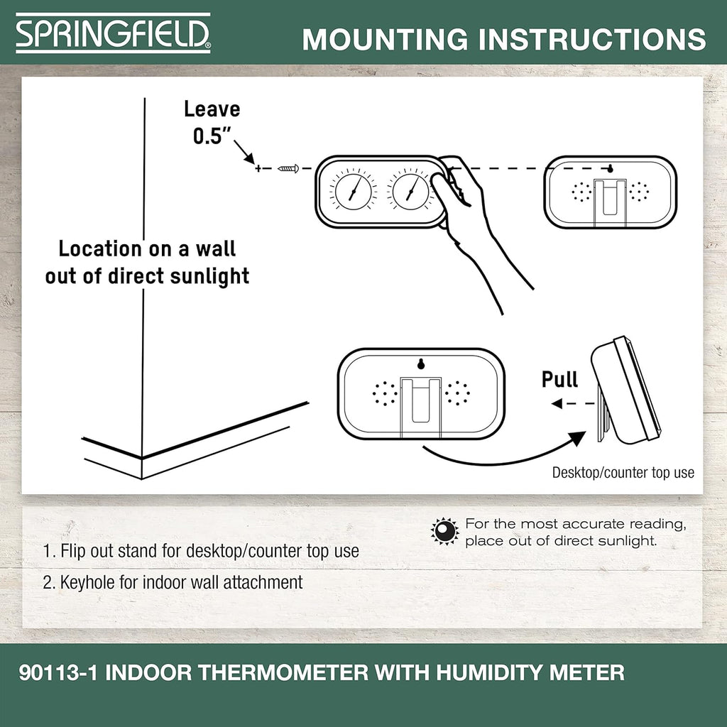 Color Track Humidity Meter and Indoor Thermometer, Analog Weather Station for the Bedroom, Nursery, Storage, and