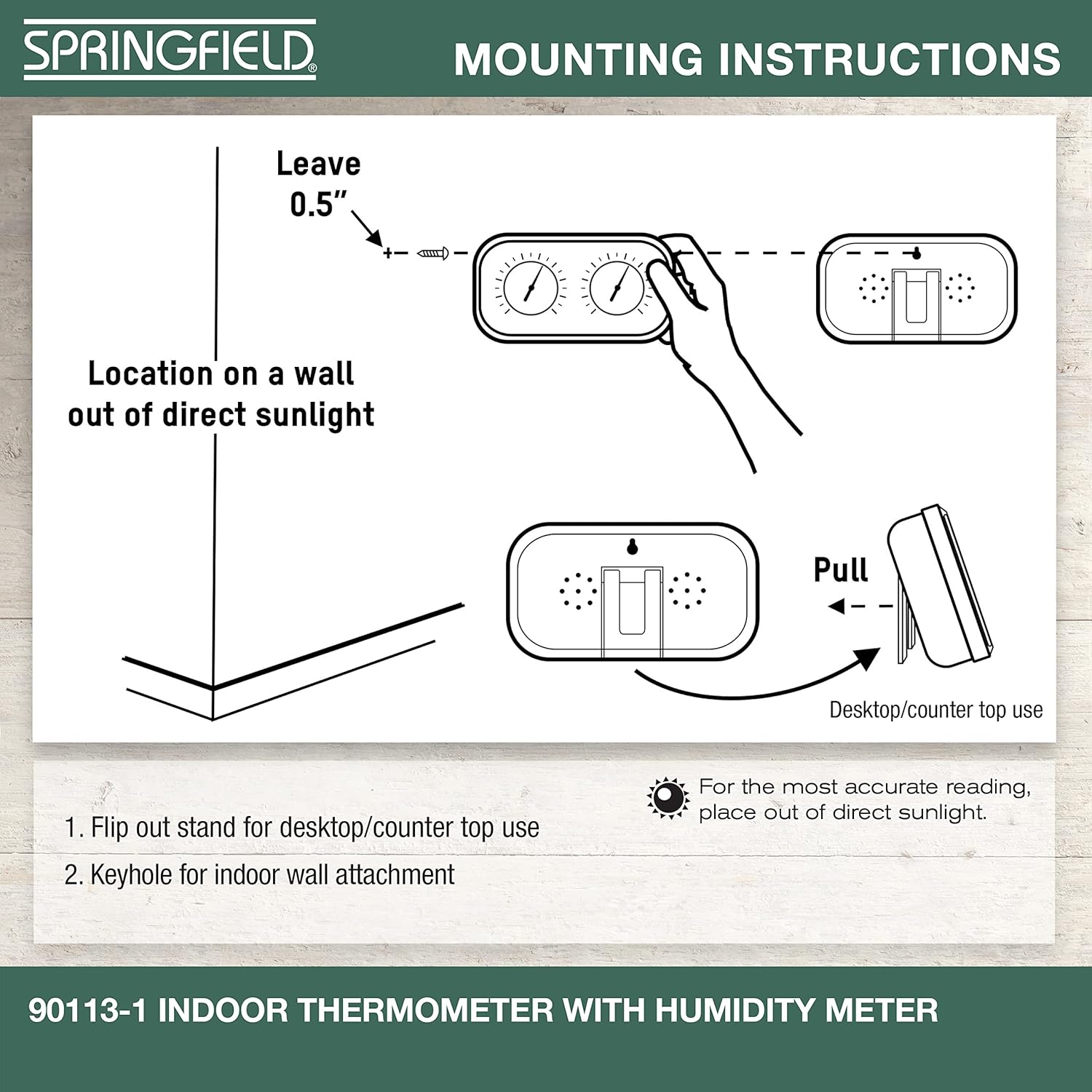Color Track Humidity Meter and Indoor Thermometer, Analog Weather Station for the Bedroom, Nursery, Storage, and