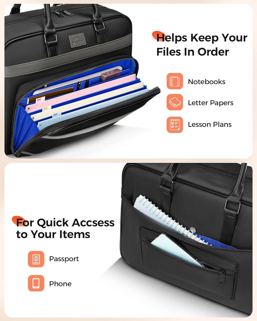 Laptop Bag with Insulated Lunch Compartment, 16 Inch Men Lunch Bags for Work, Water Resistant Anti Theft Business