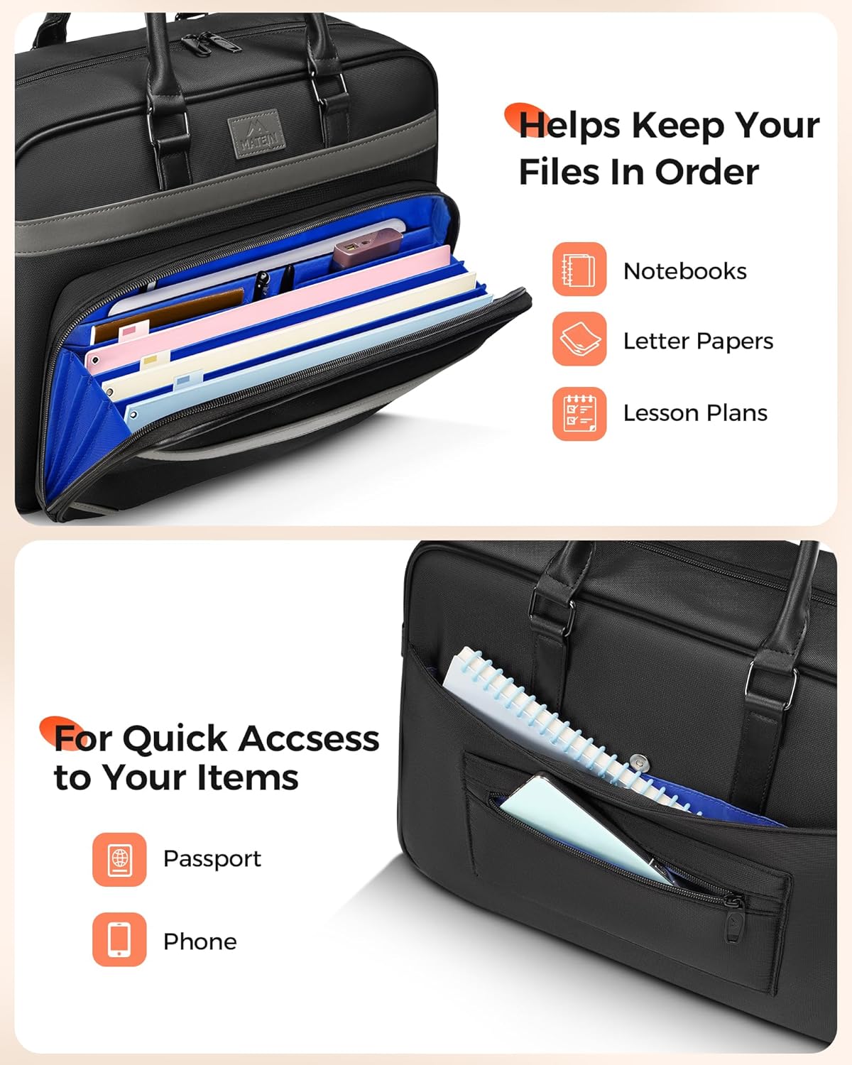 Laptop Bag with Insulated Lunch Compartment, 16 Inch Men Lunch Bags for Work, Water Resistant Anti Theft Business