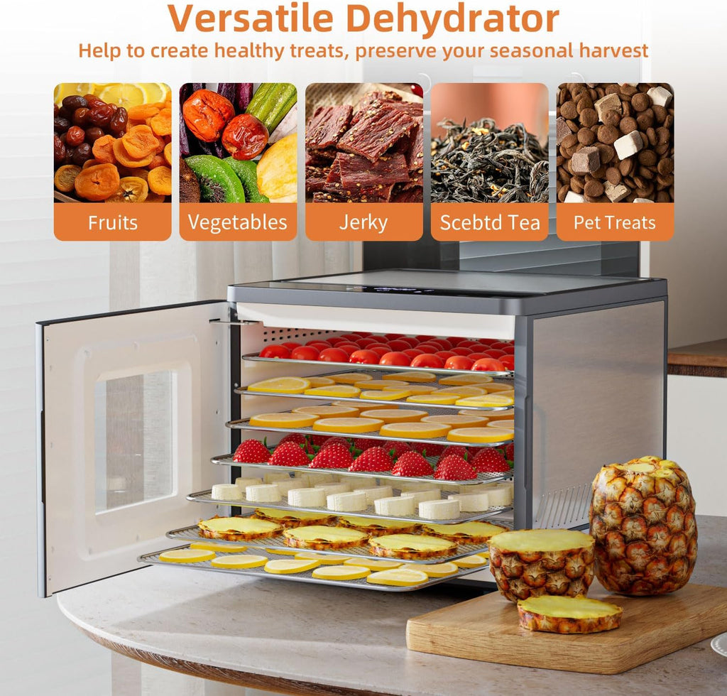 Food Dehydrator Machine for Jerky Beef: TINANA Stainless Steel Food Dryer for Meat - Digital Food Dehydrater for