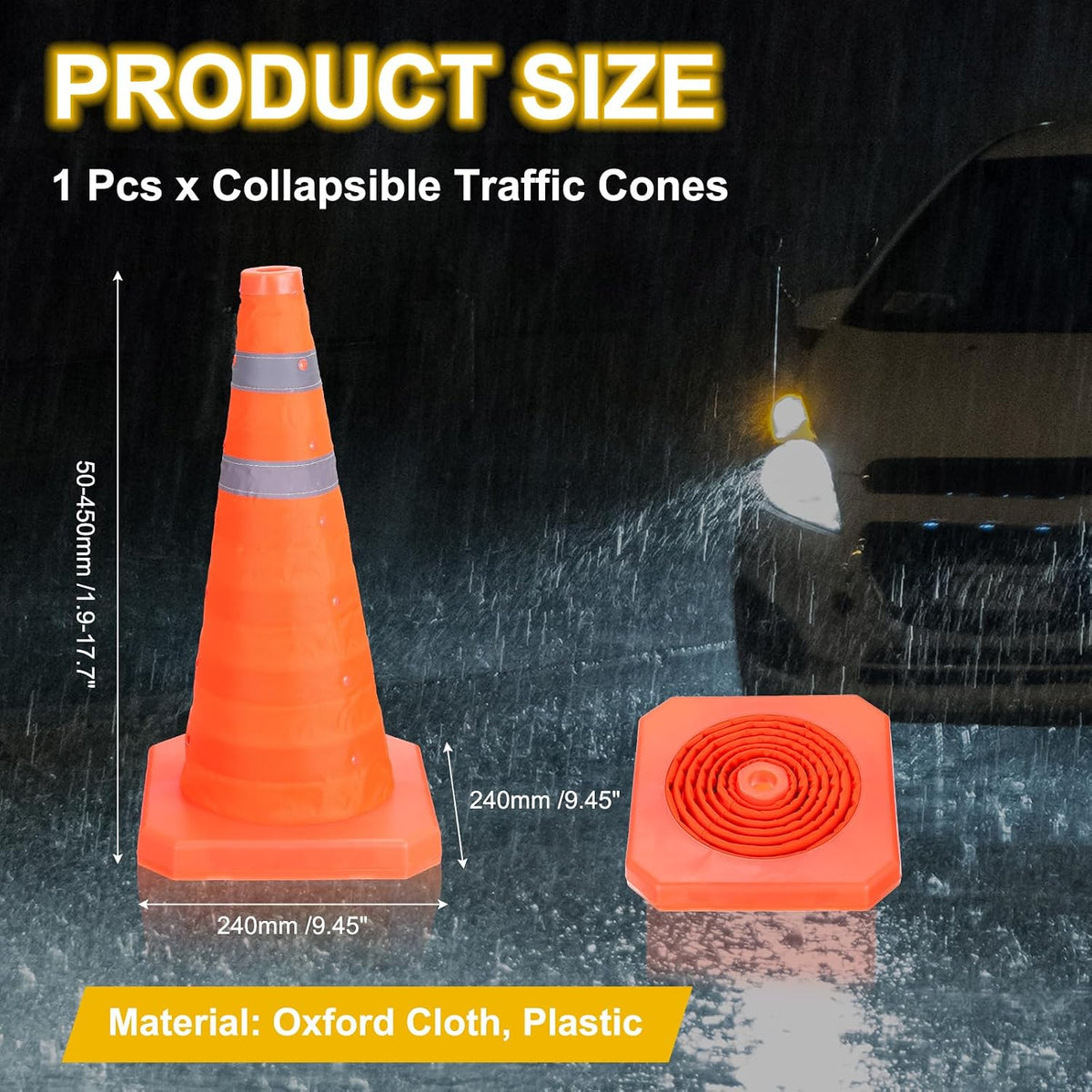 Collapsible Traffic Cones 18" Orange Safety Cones