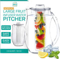 Large Fruit Infuser Water Pitcher (2.9 Quart/93 Oz) – Shatterproof Acrylic | BPA Free - Infusion Jug for Iced Tea
