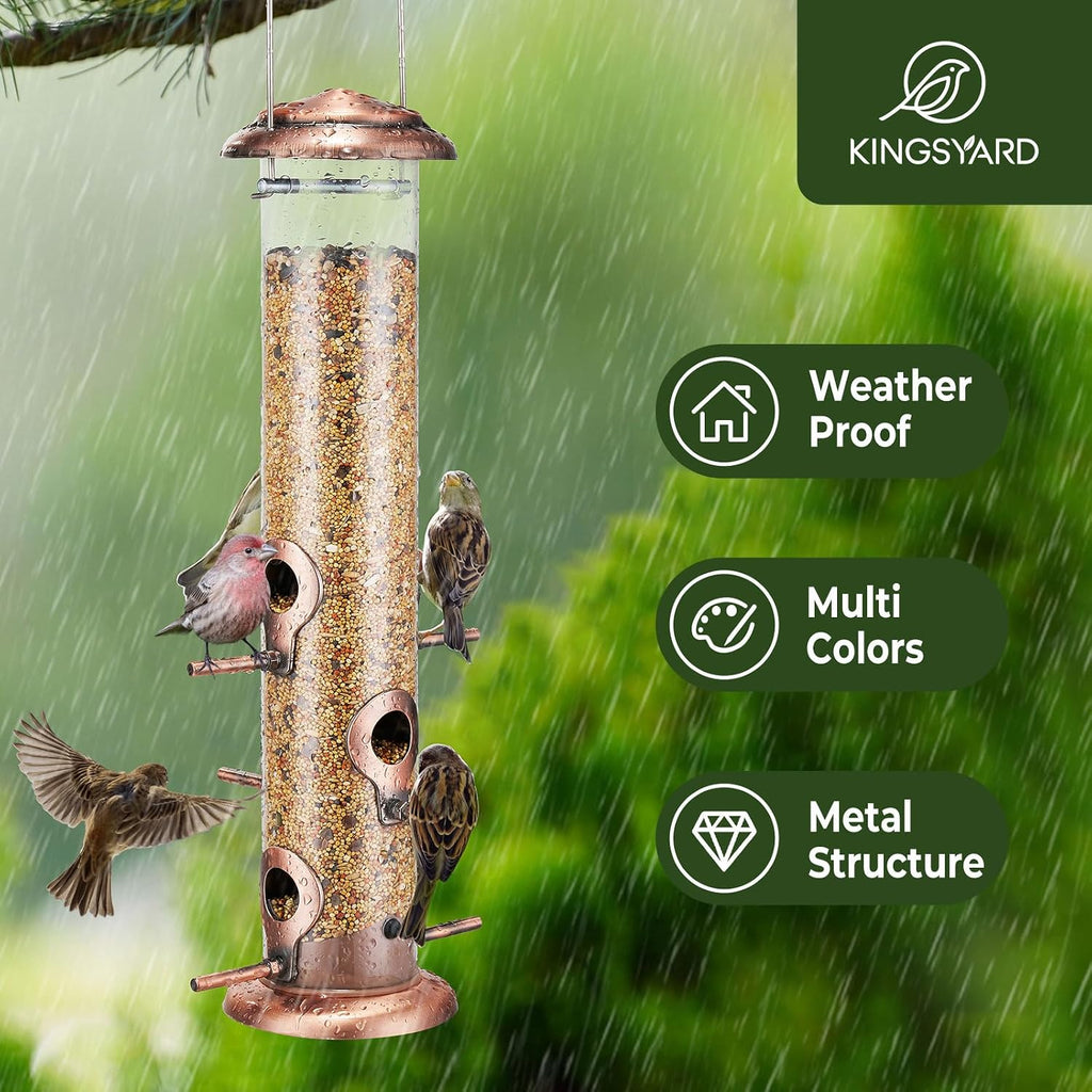 15" Metal Tube Bird Feeders for Outdoors Hanging