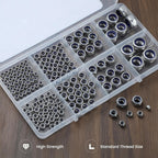 170PCS Metric Lock Nuts Assortment Kit, M3 M4 M5 M6 M8 M10 M12 Nylon Insert Locknuts Set, 304 Stainless Steel Self-Locking Nuts