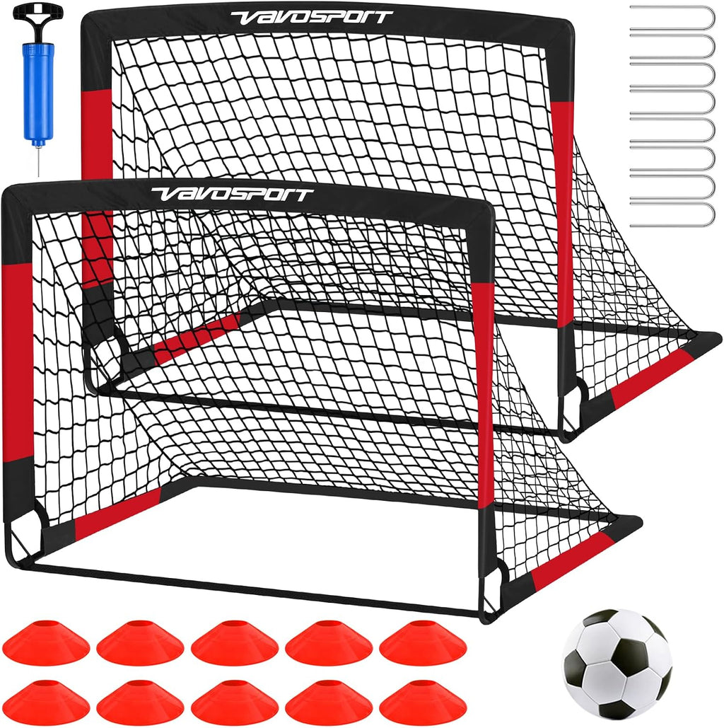 Kids Soccer Goals for Backyard, 2-Pack 4x3ft Portable Soccer Nets, Pop Up Mini Toddler Soccer Goal Set with Size 3