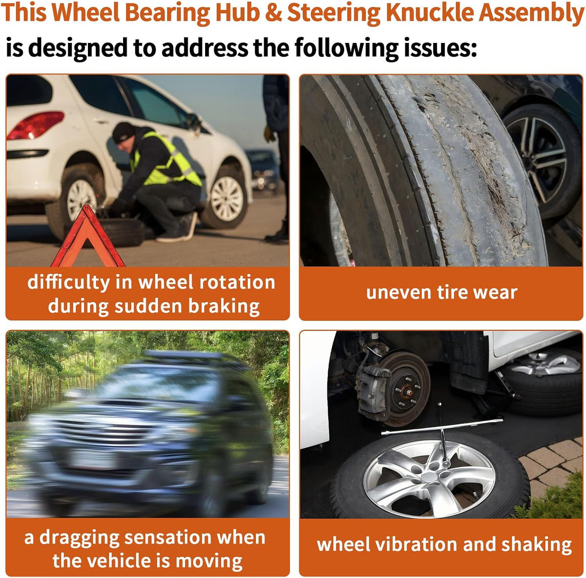 LK143 CV6Z2K005C Front Left(Driver Side) Wheel Bearing Hub&Steering Knuckle Assembly Fit for Ford Escape 2013 2014 2015 2016 2017 2018 2019，CV6Z3K186B, GV6Z1104A