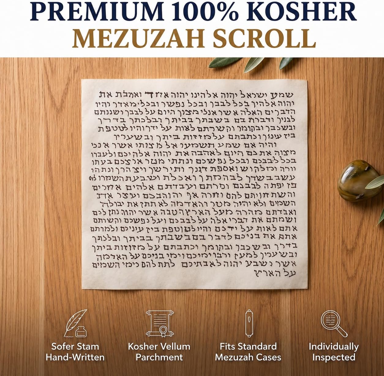 Kosher Mezuzah Scroll: Authentic Klaf Door Parchment 2.8"X2.8"